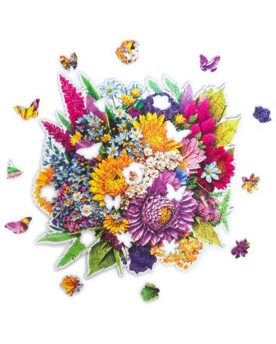 Ξύλινο παζλ  Unidragon  200 κομμάτια - Μπουκέτο λουλούδια - 2